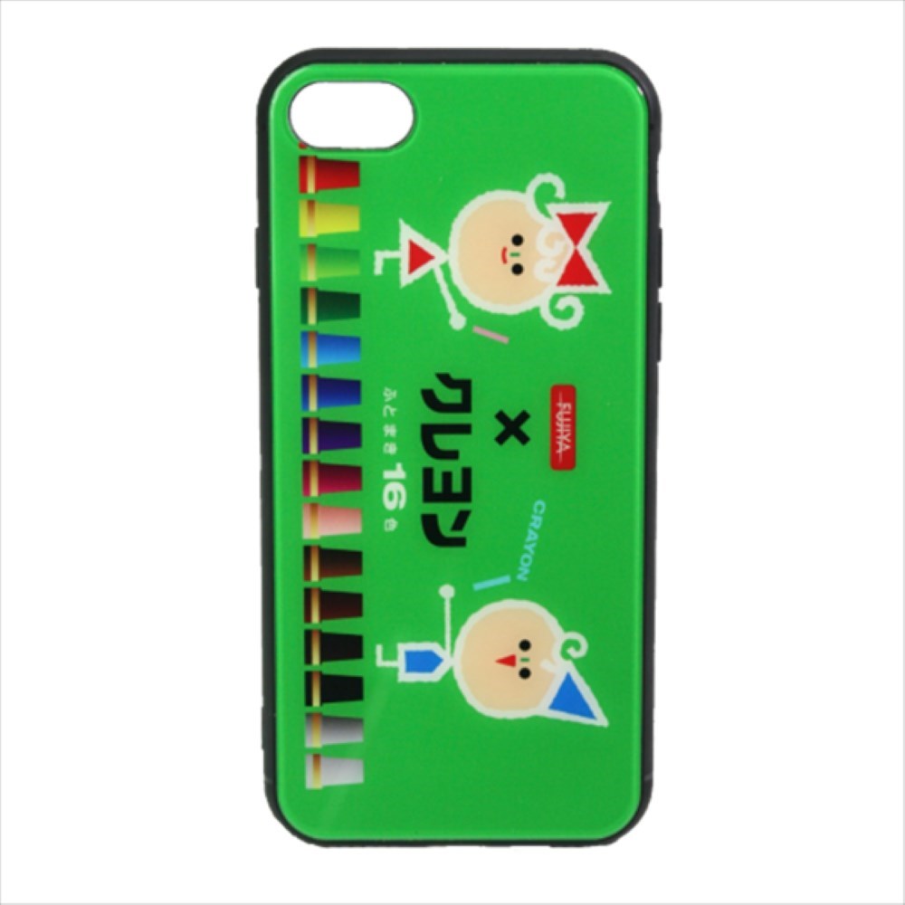 iPhone8/7・スマホケース(ガラスハイブリッド)【クレヨン柄】C