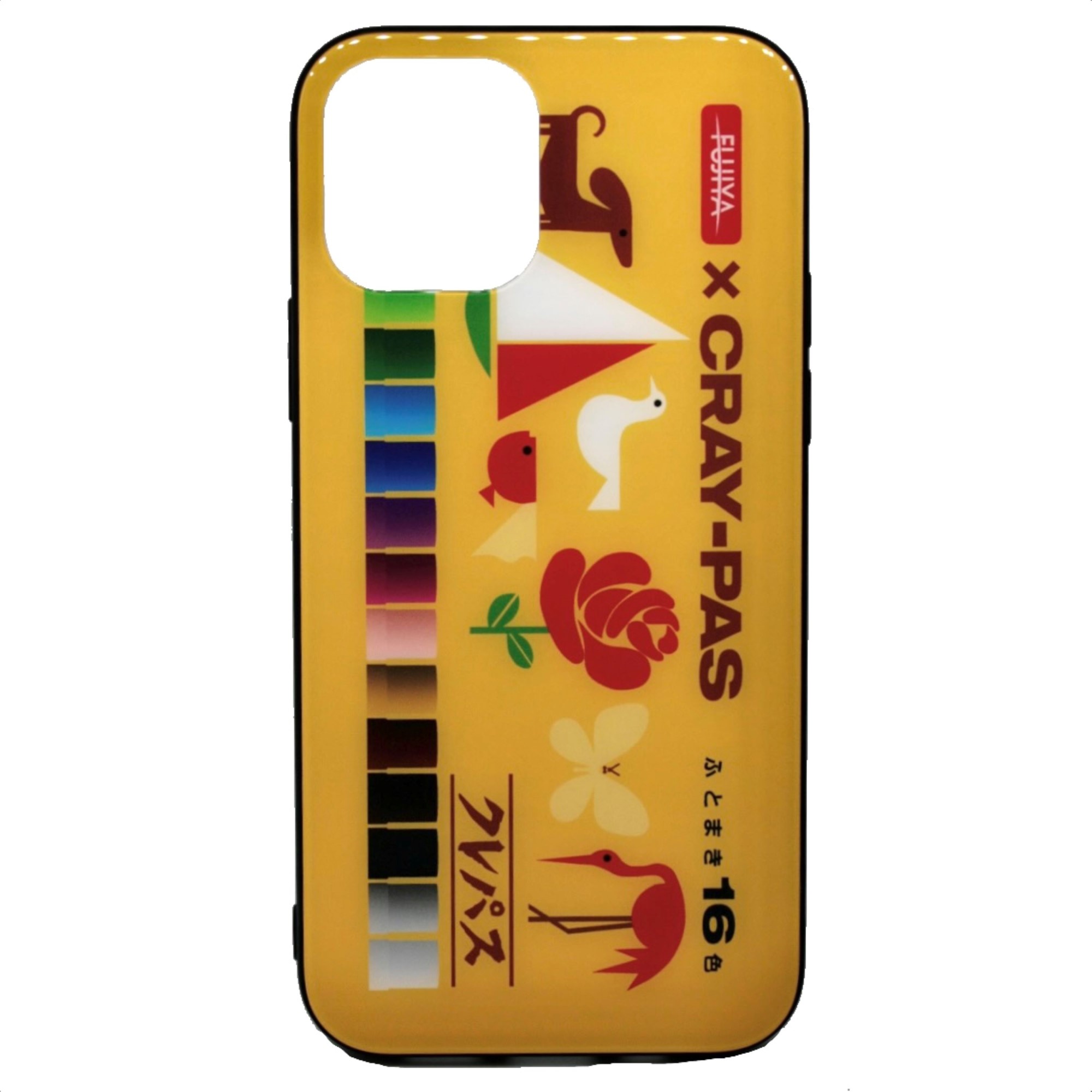 iPhone12/12pro・スマホケース(ガラスハイブリッド)【クレパス柄】B